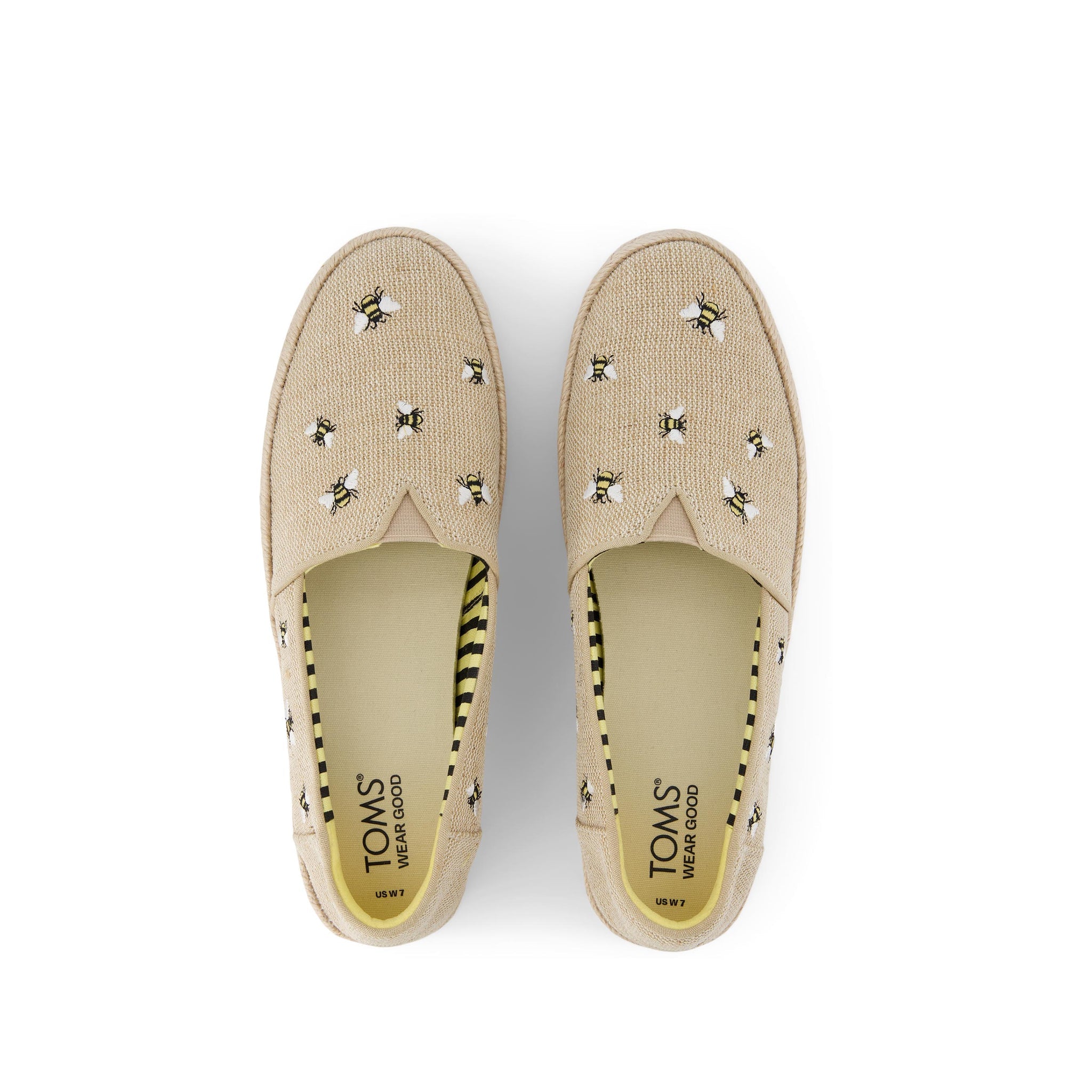 Valencia Embroidered Bees Platform Espadrille Top View