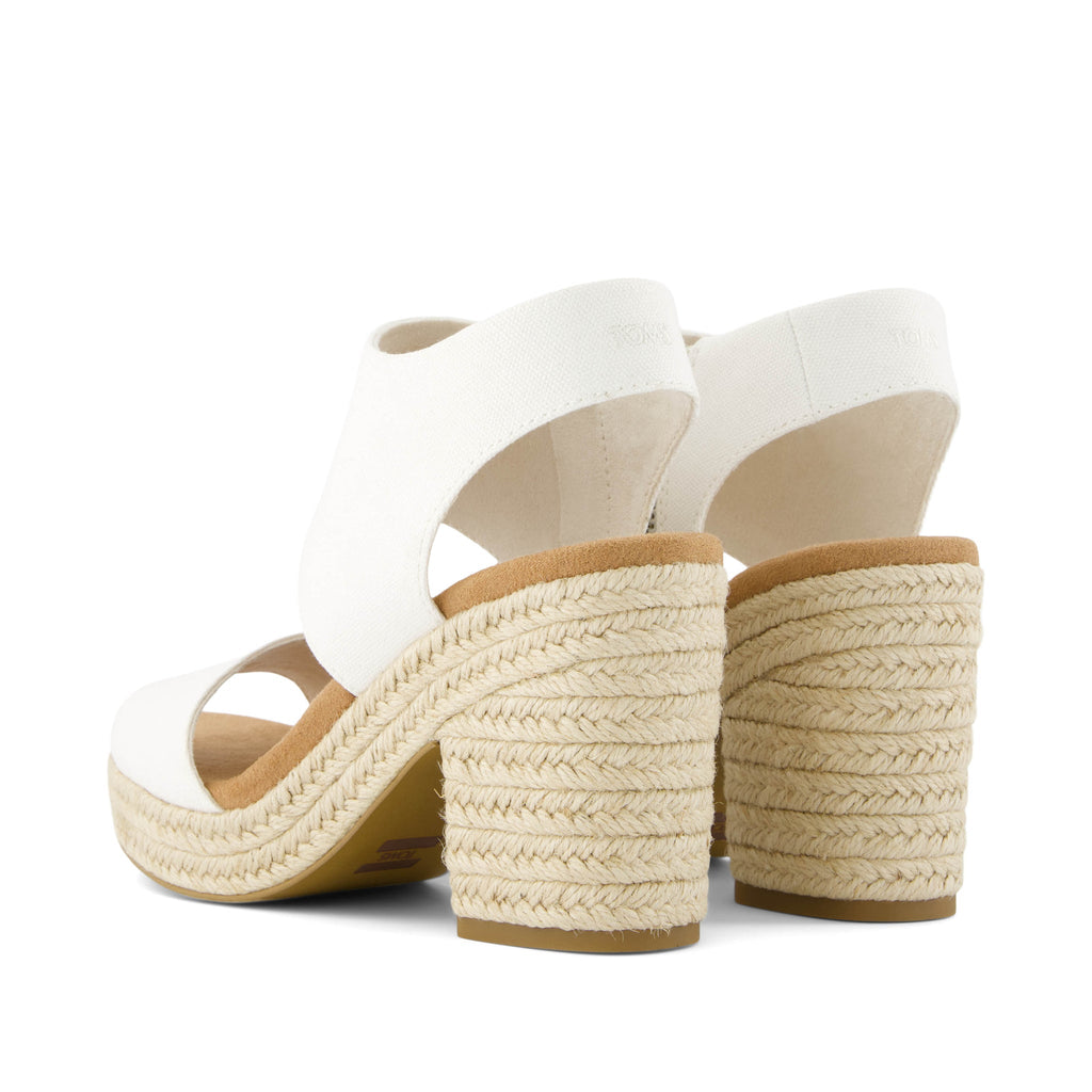 Majorca Rope White Canvas Platform Sandal Back View