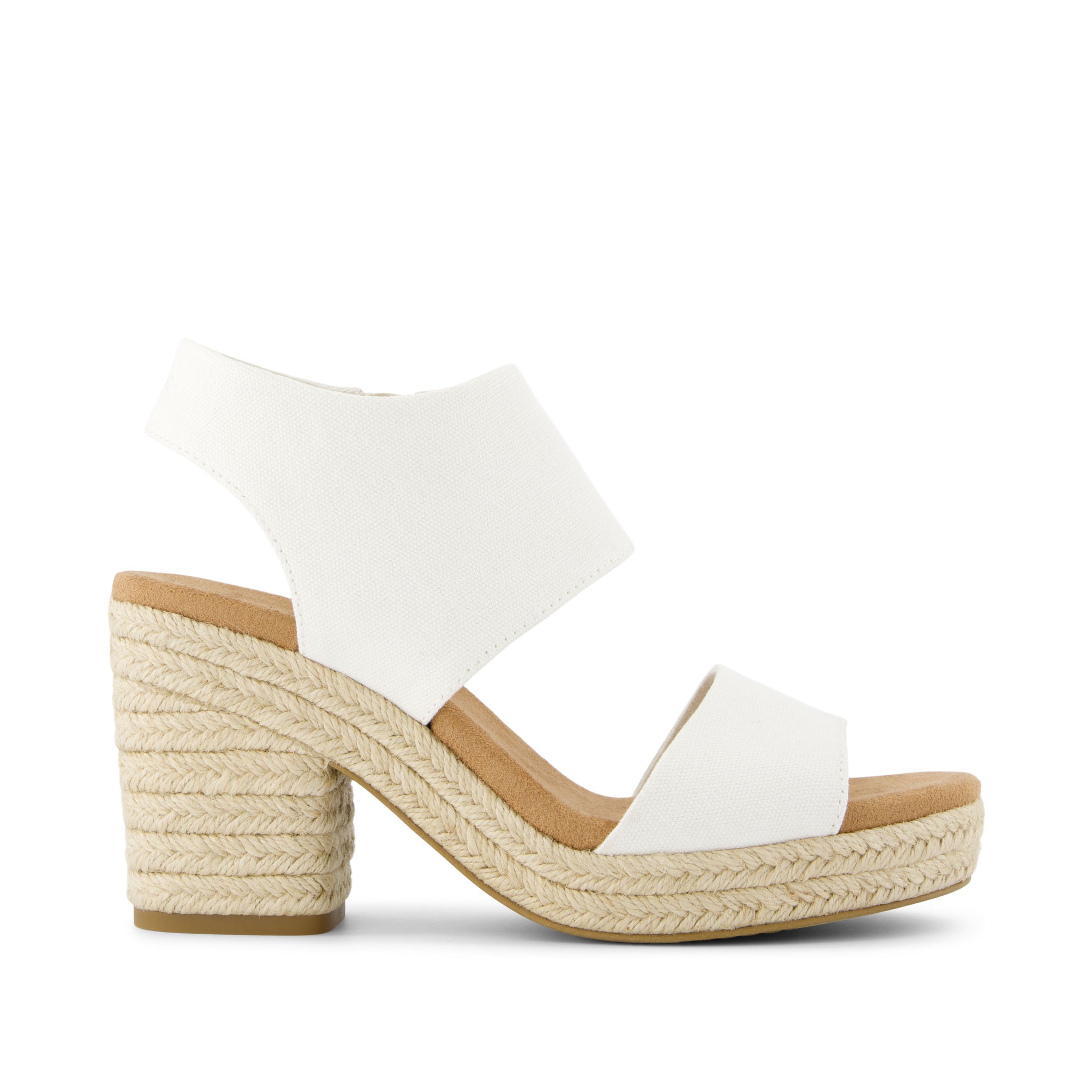 Majorca Rope White Canvas Platform Sandal Side View