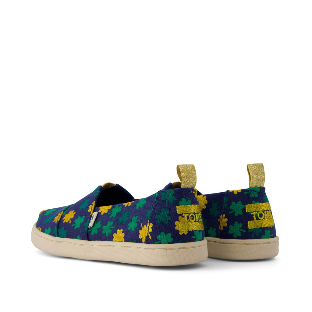 Youth Alpargata Lucky Shimmer Clovers Kids Shoe Back View