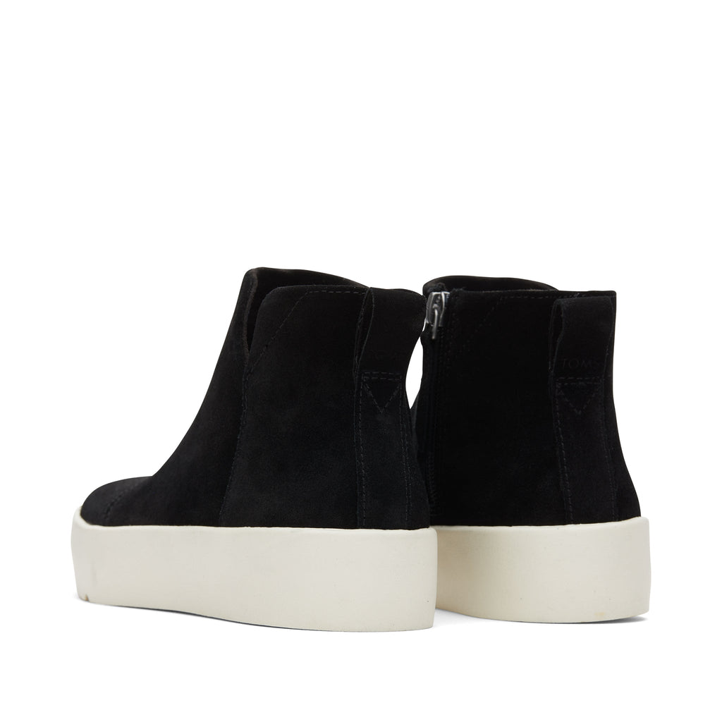 Verona Mid Black Suede Platform Sneaker Back View