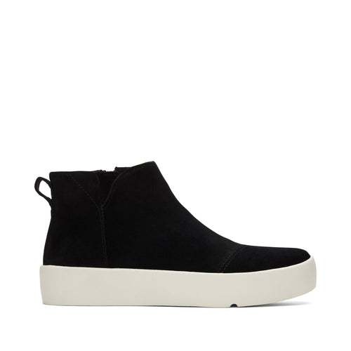 Verona Mid Black Suede Platform Sneaker Side View