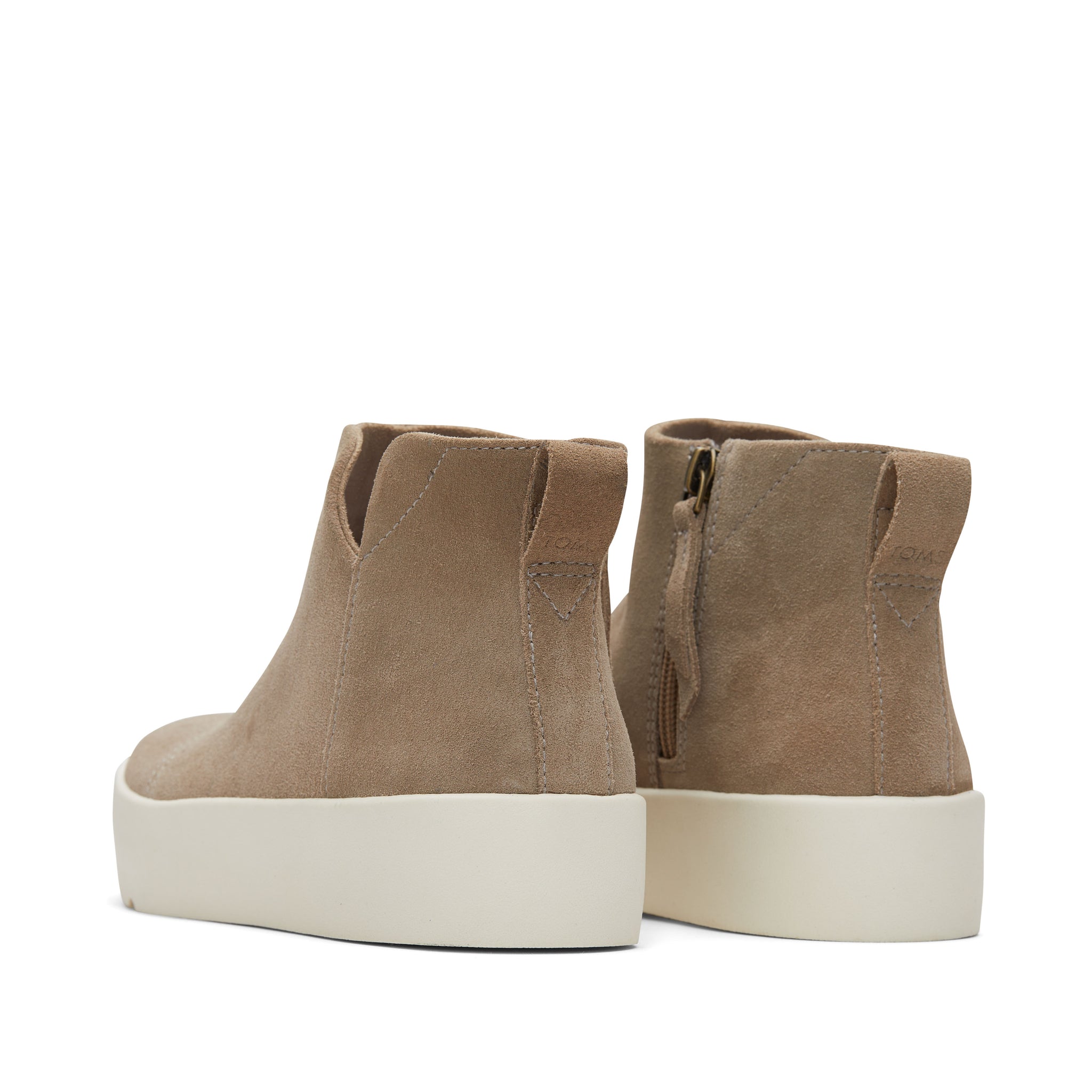 Verona Mid Taupe Suede Platform Sneaker Back View