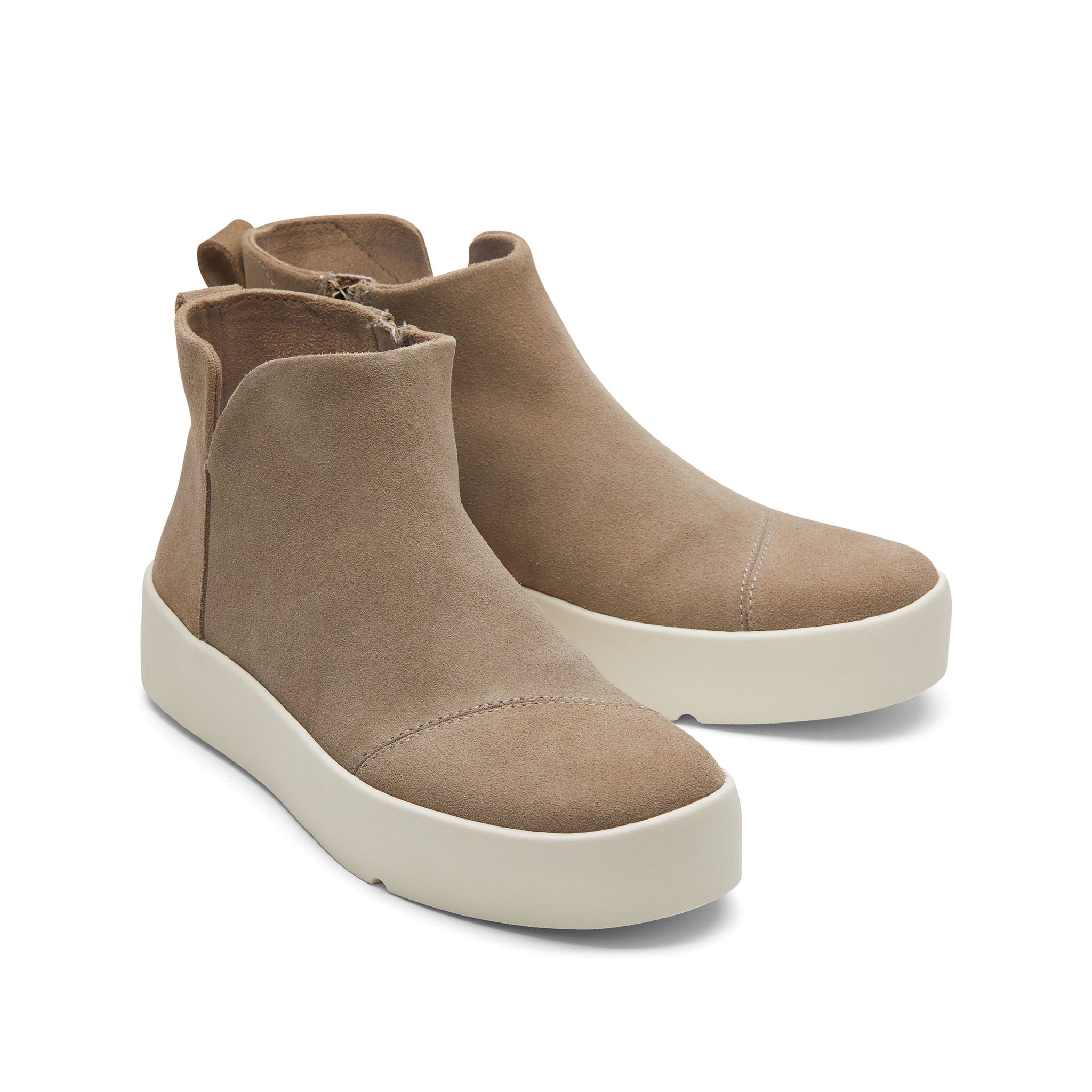 Verona Mid Taupe Suede Platform Sneaker Front View