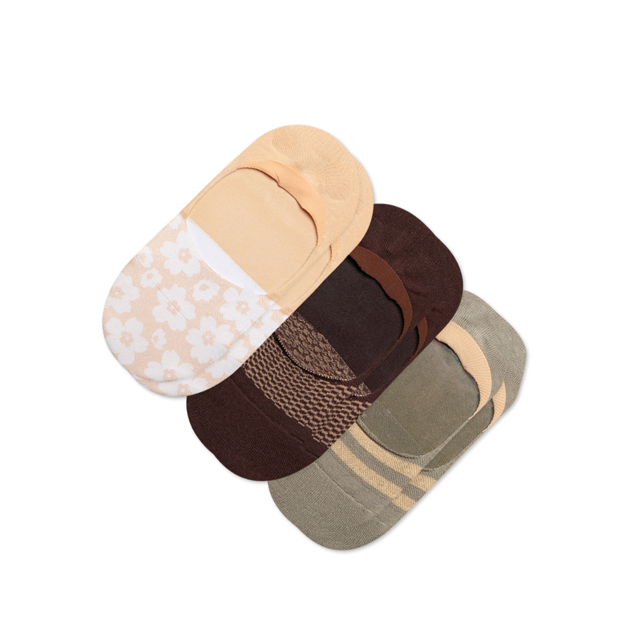 Classic No Show Socks Desert 3 Pack Front View