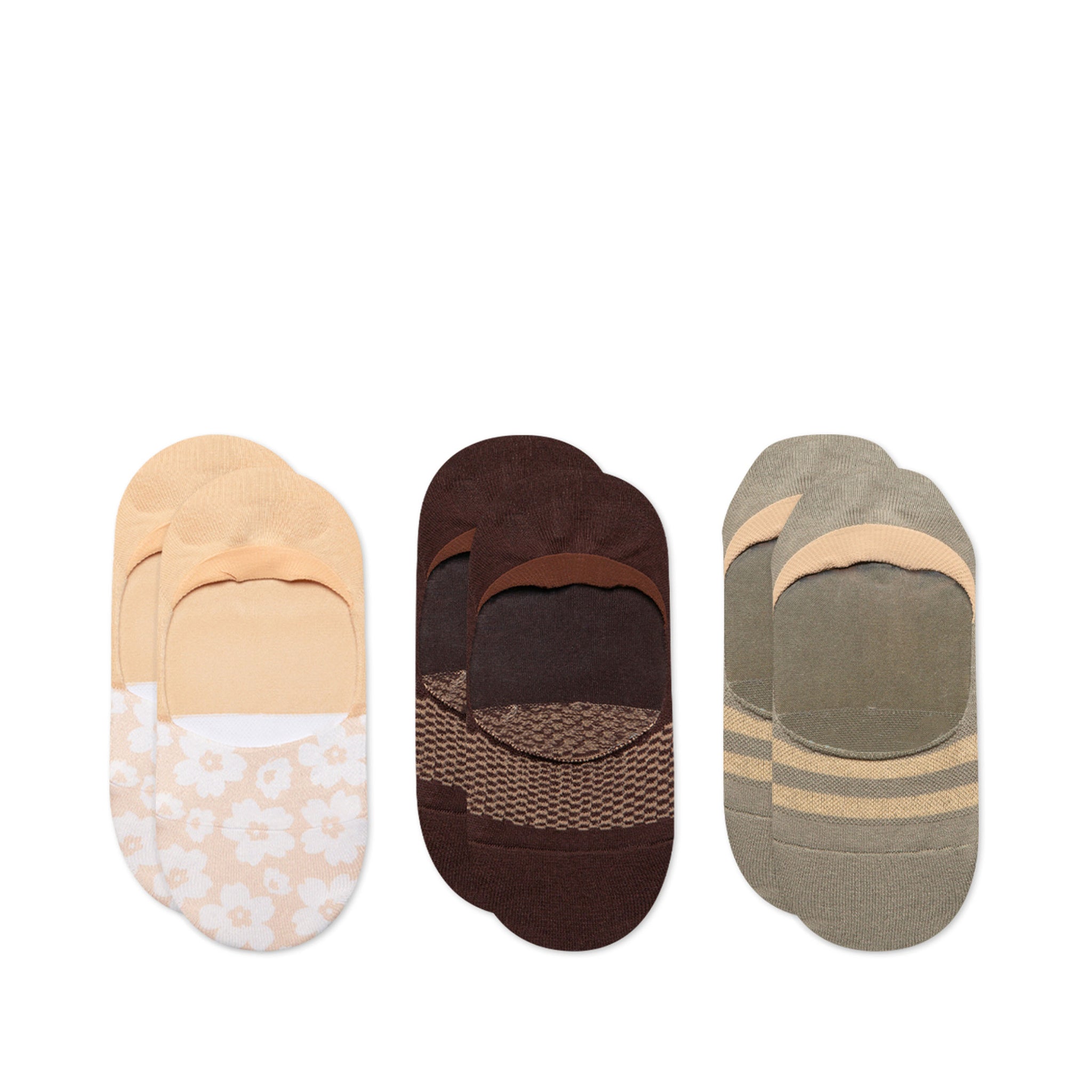 Classic No Show Socks Desert 3 Pack Top View