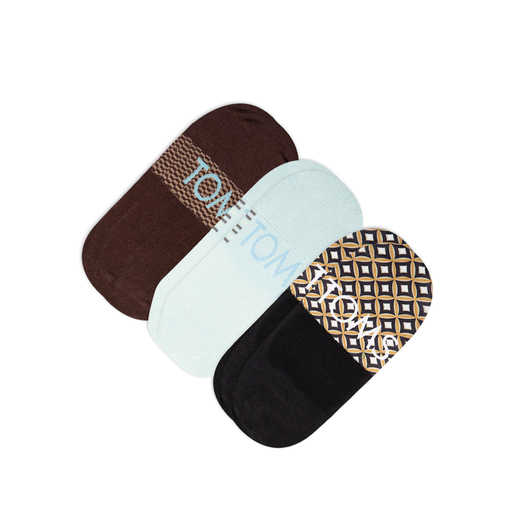 Classic No Show Socks Geo Woven Rug 3 Pack Bottom Sole View