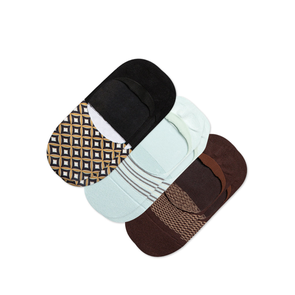 Classic No Show Socks Geo Woven Rug 3 Pack Front View