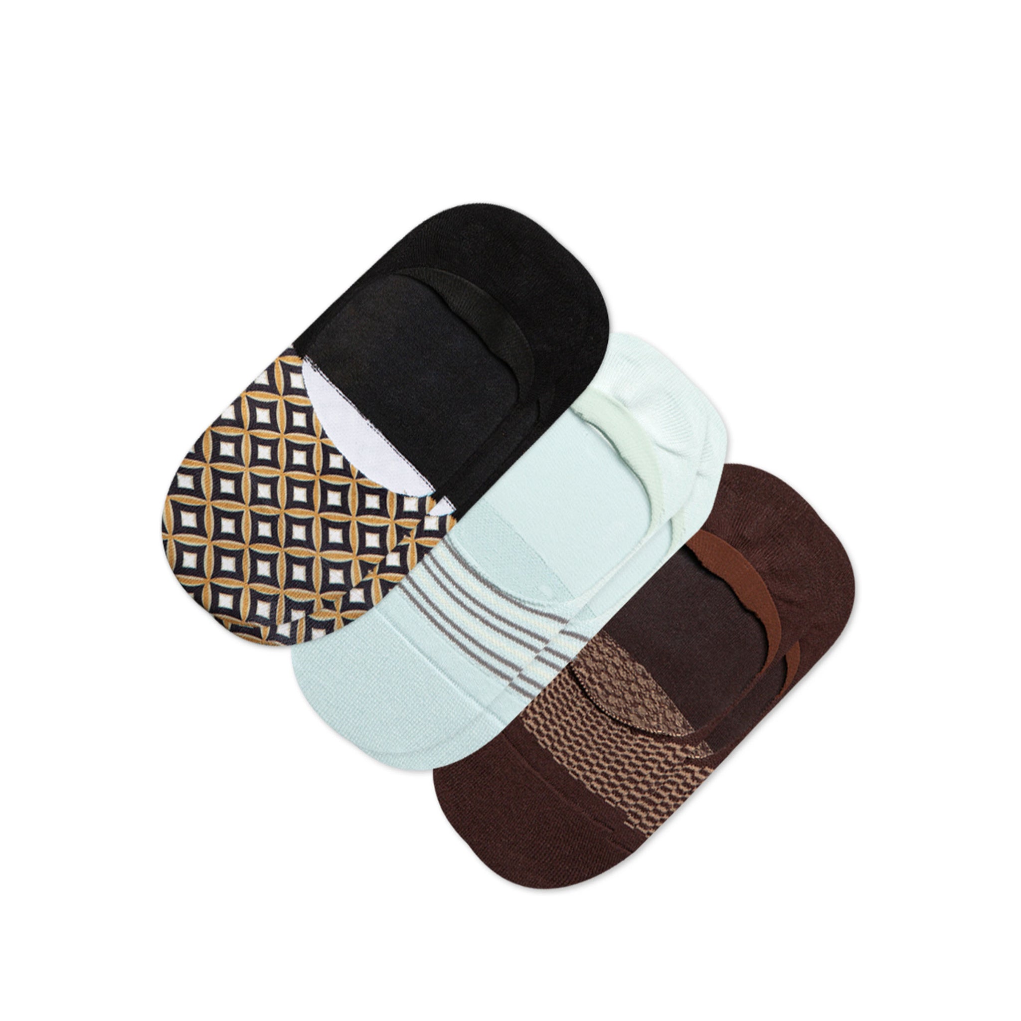 Classic No Show Socks Geo Woven Rug 3 Pack Front View