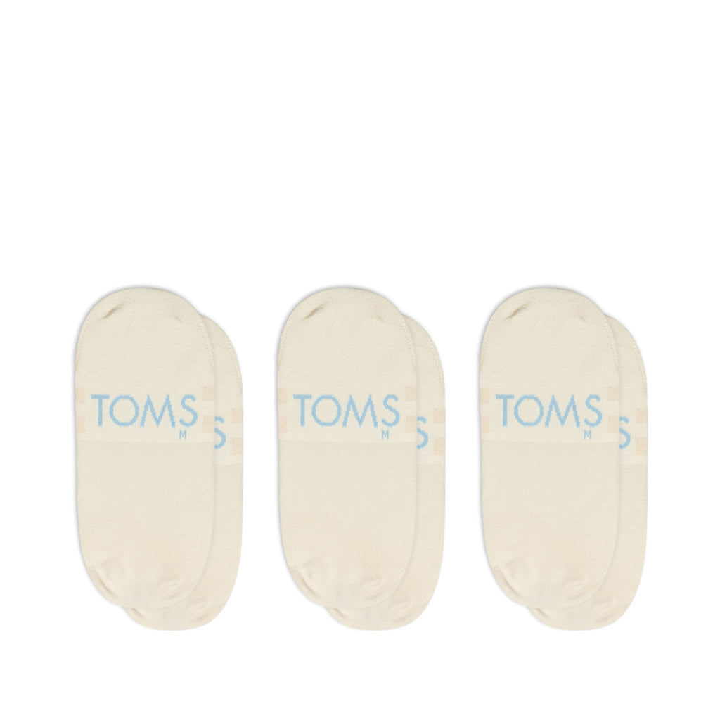 Classic No Show Socks Natural 3 Pack Back View