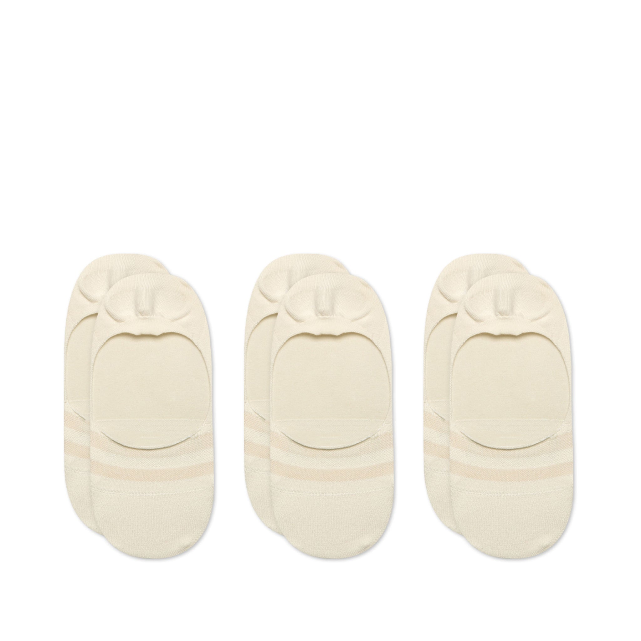 Classic No Show Socks Natural 3 Pack Top View