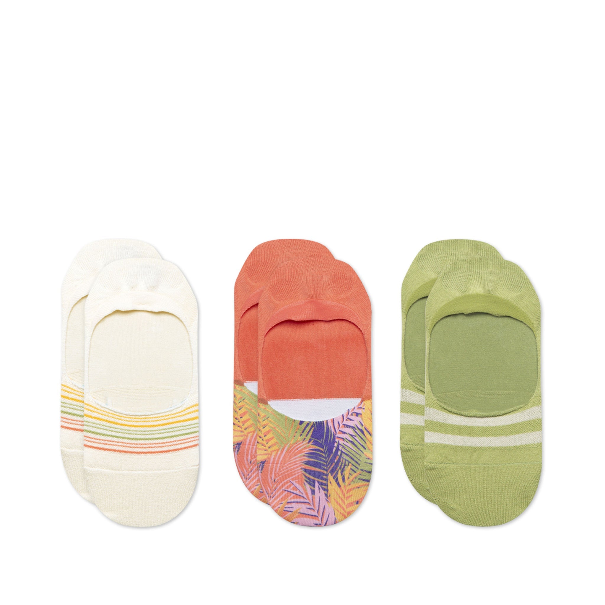 Classic No Show Socks Palms 3 Pack Top View