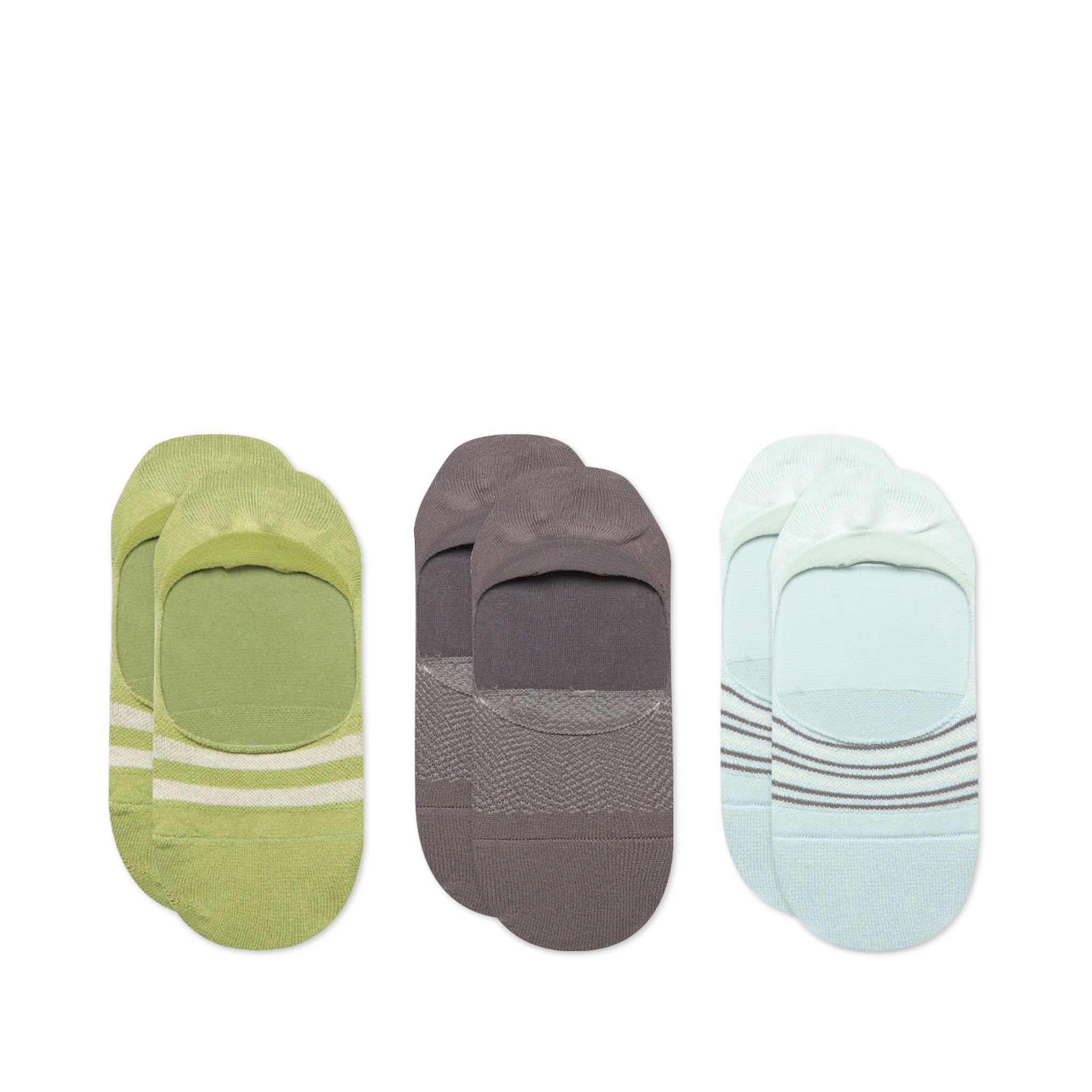 Classic No Show Socks Chevron Blue 3 Pack Top View