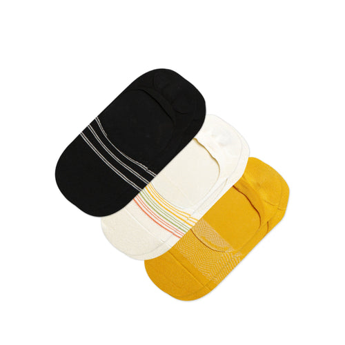 Classic No Show Socks Chevron Yellow 3 Pack Front View