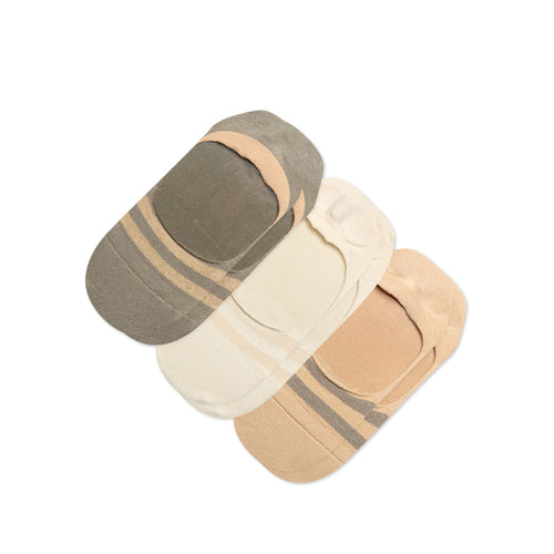 Classic No Show Socks Neutral Basics 3 Pack Front View