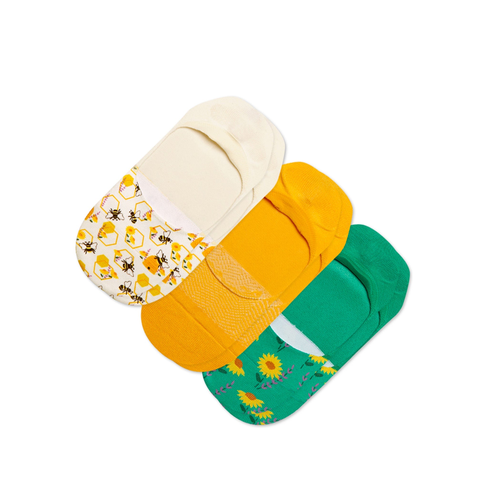 Classic No Show Socks Bees 3 Pack Front View