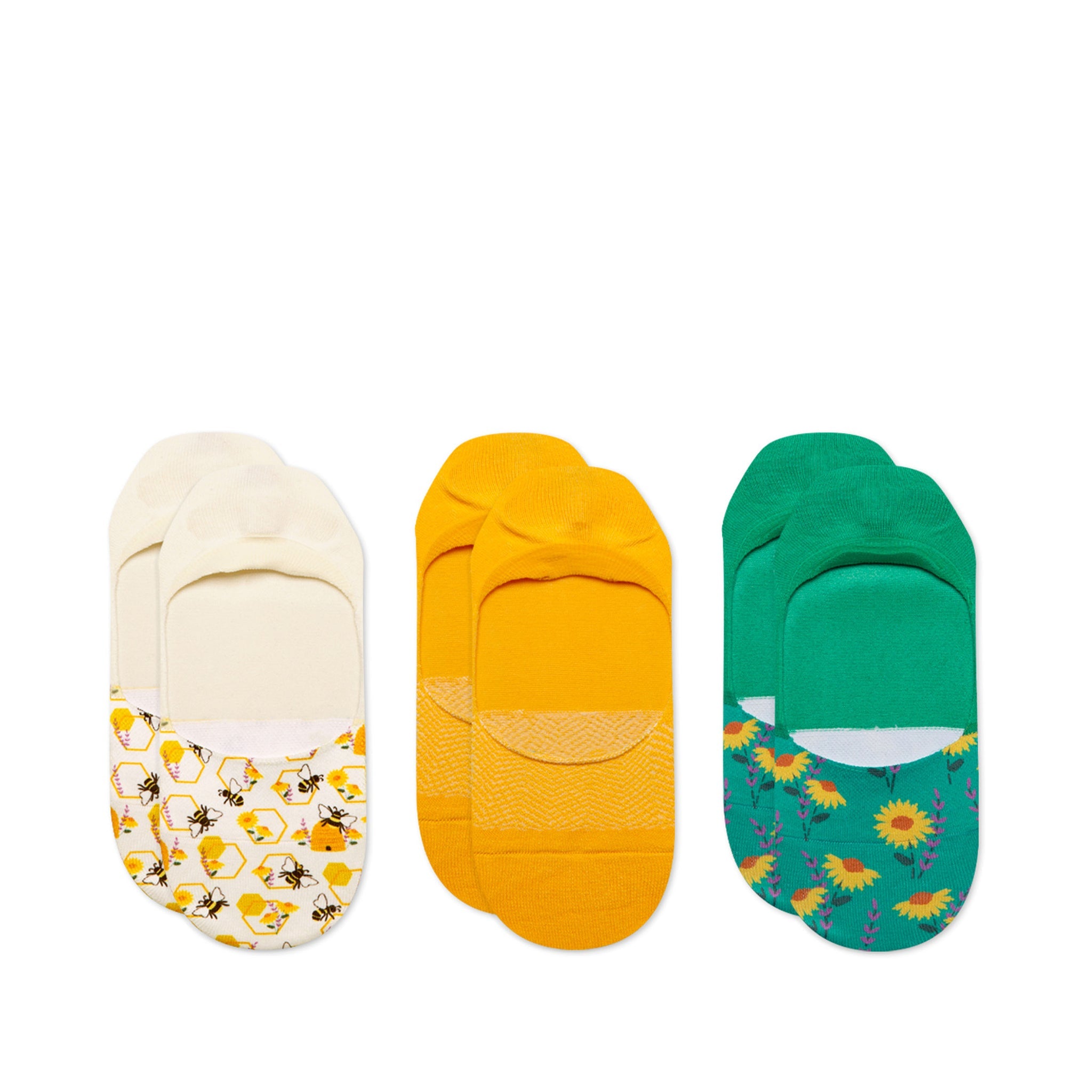 Classic No Show Socks Bees 3 Pack Top View