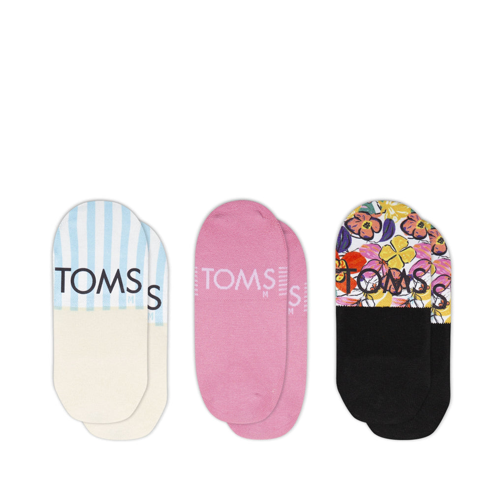 Classic No Show Floral Summer Socks 3 Pack Back View