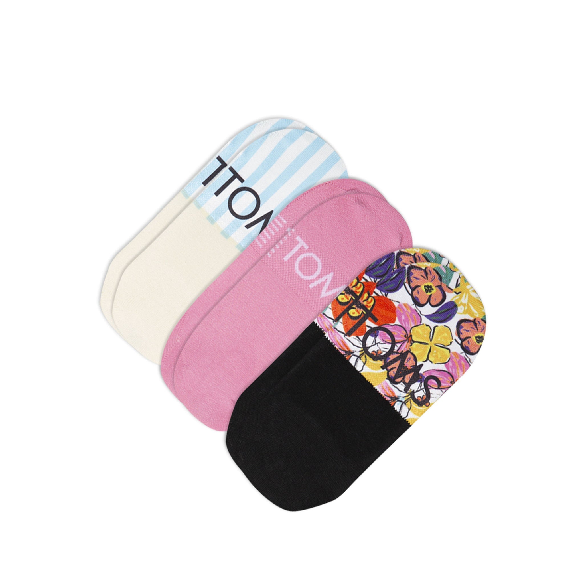 Classic No Show Floral Summer Socks 3 Pack Bottom Sole View