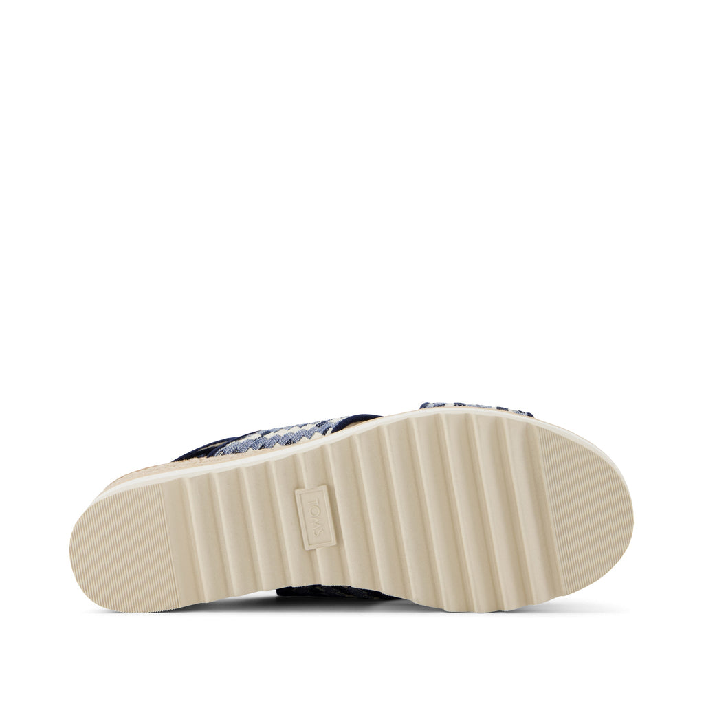 Diana Crossover Blue Denim Wedge Sandal Bottom Sole View