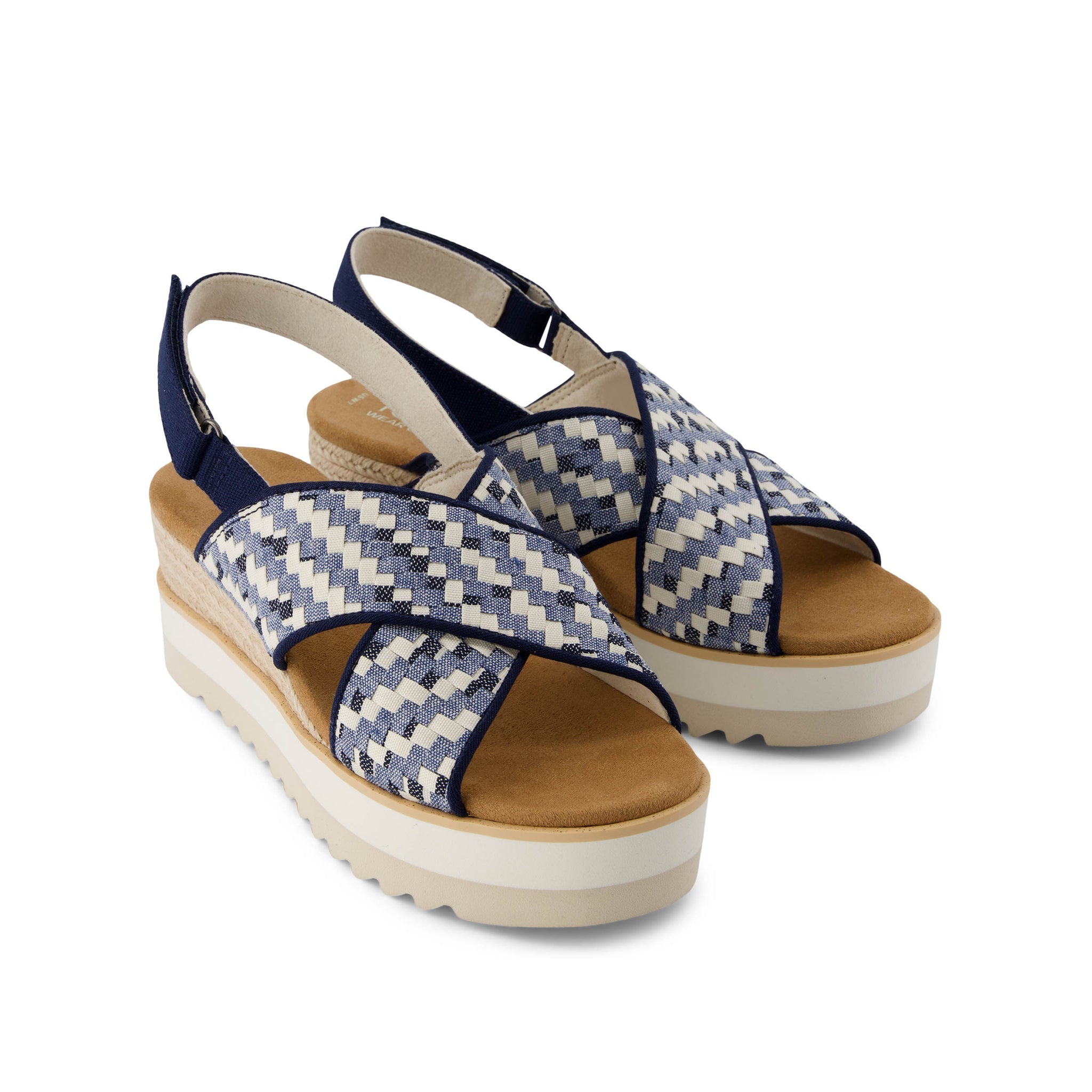 Diana Crossover Blue Denim Wedge Sandal Front View