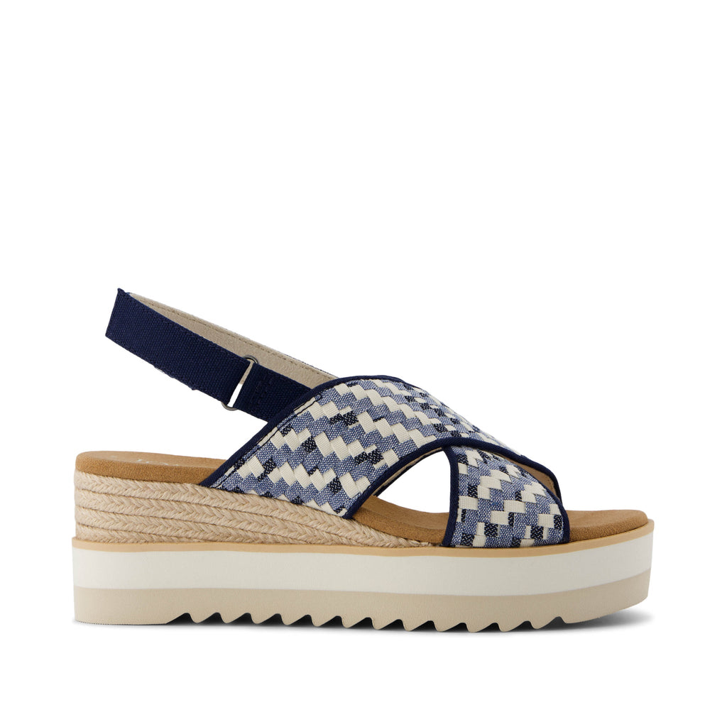 Diana Crossover Blue Denim Wedge Sandal Side View