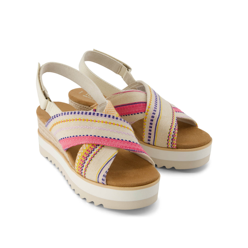 Diana Crossover Fuchsia Stripes Wedge Sandal Front View
