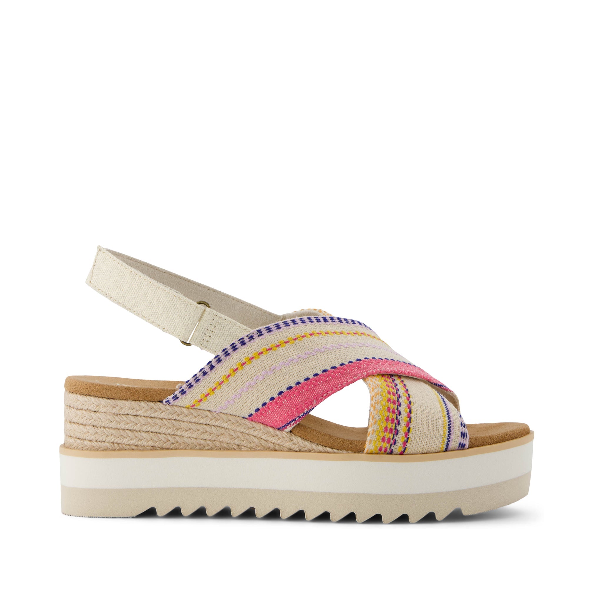 Diana Crossover Fuchsia Stripes Wedge Sandal Side View