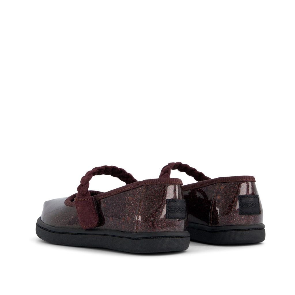 Mary Jane Toddler Shoe - Blackberry Confetti Coated Glitter Back View