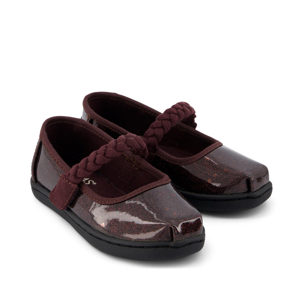 Mary Jane Toddler Shoe - Blackberry Confetti Coated Glitter Front View