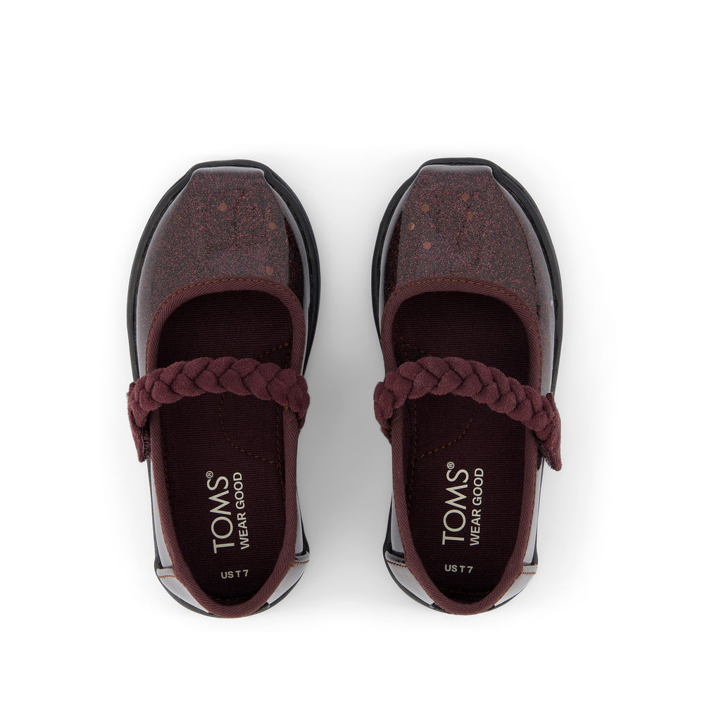 Mary Jane Toddler Shoe - Blackberry Confetti Coated Glitter Top View