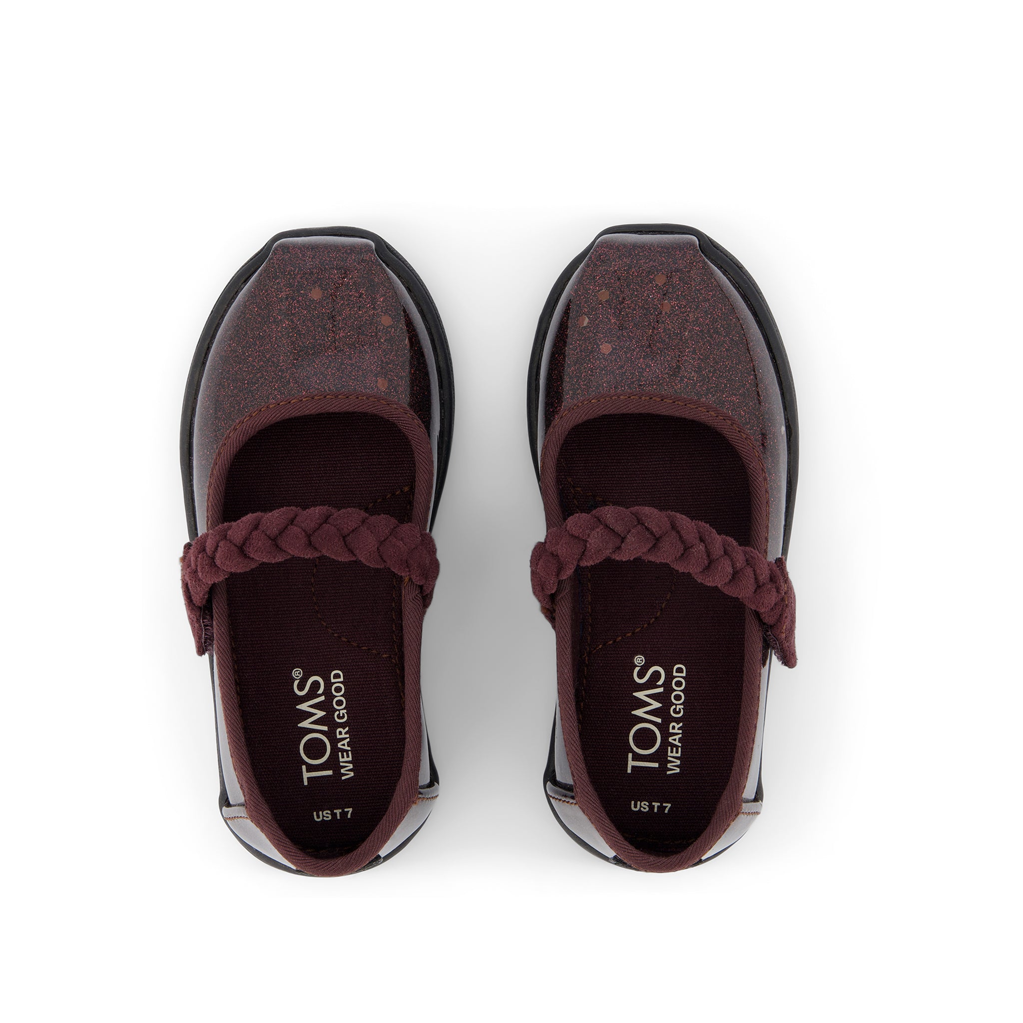 Mary Jane Toddler Shoe - Blackberry Confetti Coated Glitter Top View