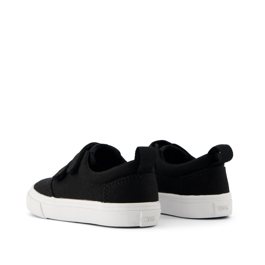 Fenix Black Canvas Double Strap Toddler Sneaker Back View