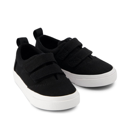 Fenix Black Canvas Double Strap Toddler Sneaker Front View