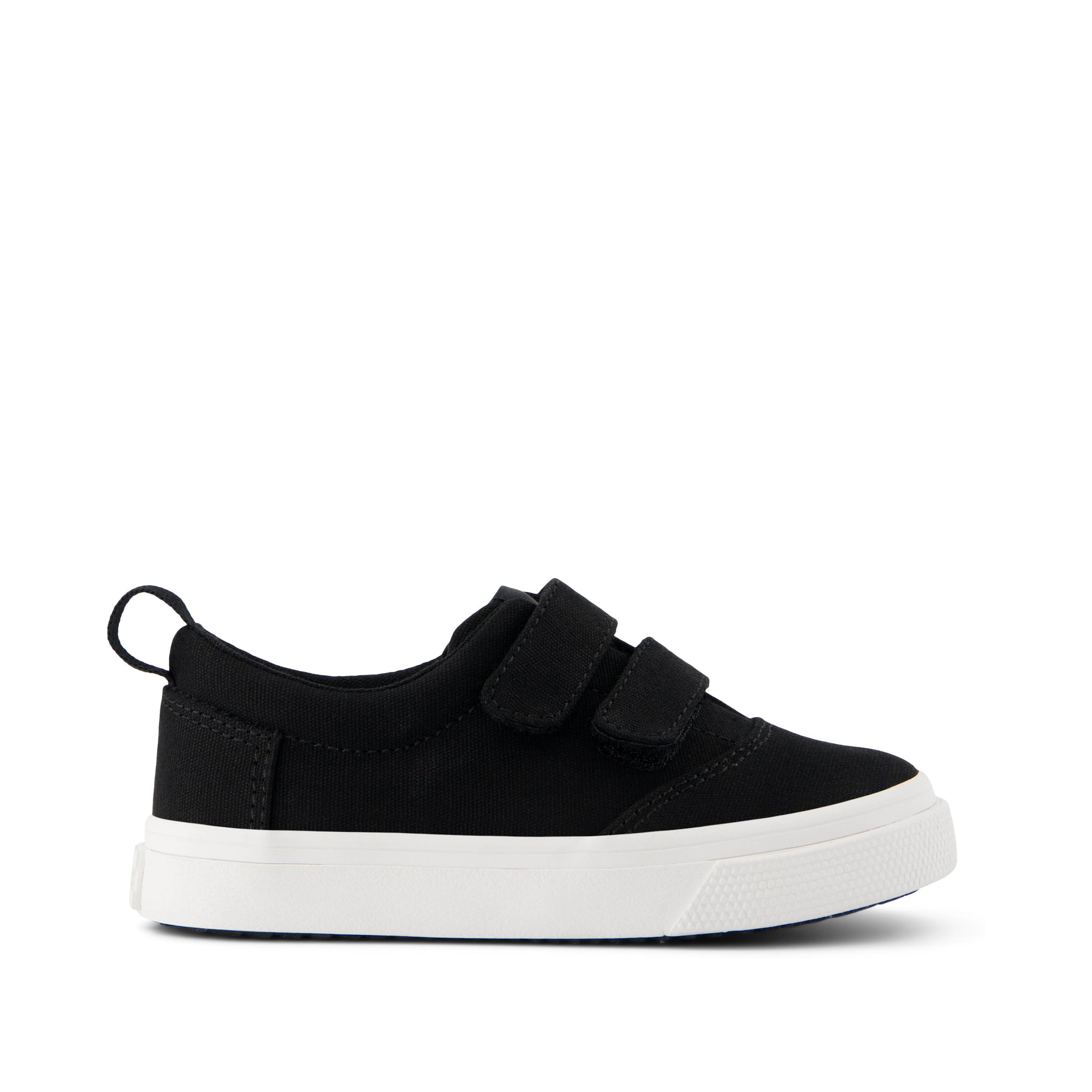 Fenix Black Canvas Double Strap Toddler Sneaker Side View