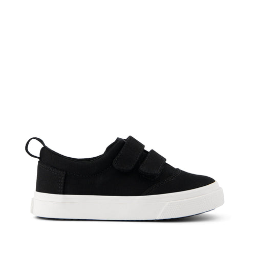 Fenix Black Canvas Double Strap Toddler Sneaker Side View