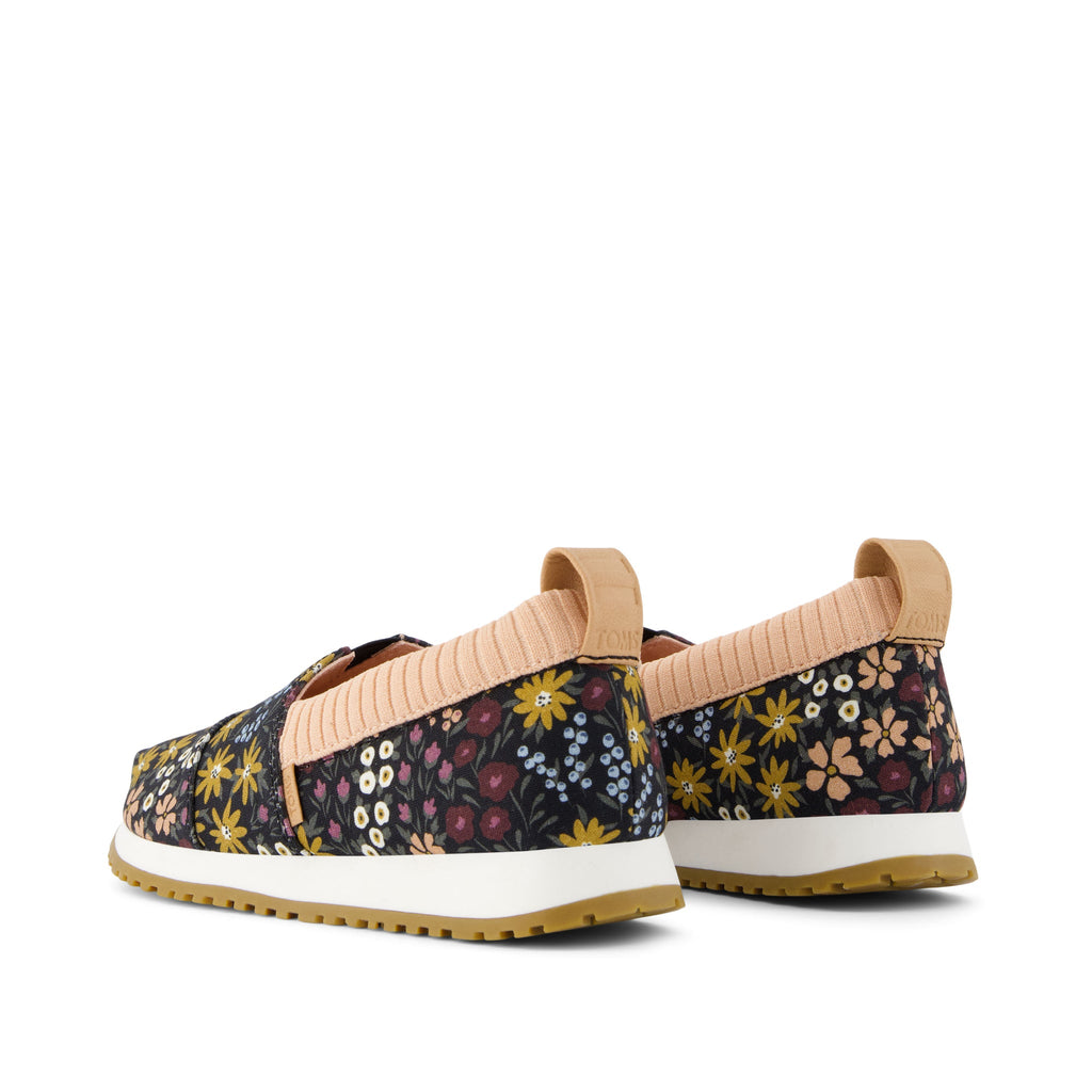 Youth Resident Black Wildflowers Kids Sneaker Back View