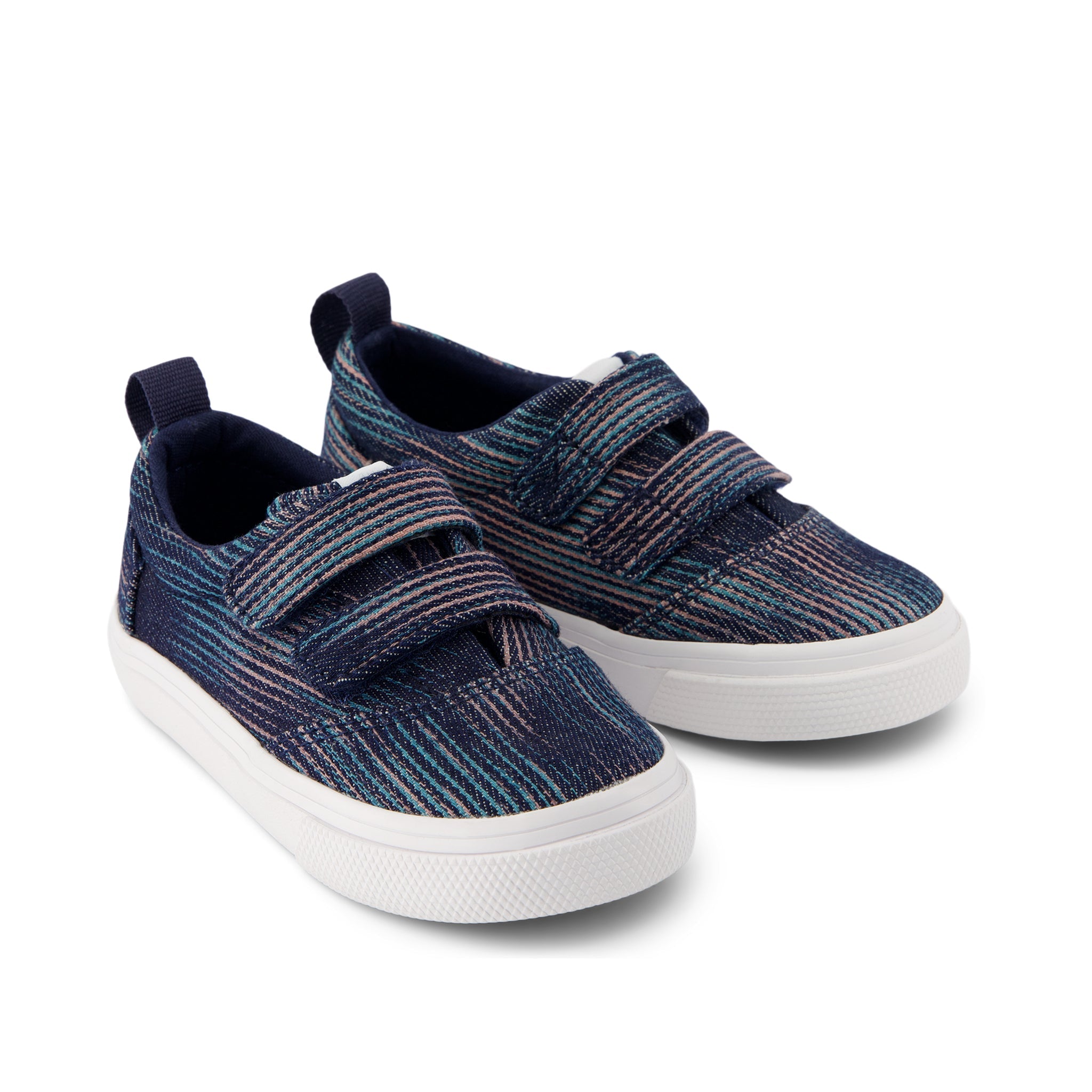 Fenix Blue Denim Double Strap Toddler Sneaker Front View