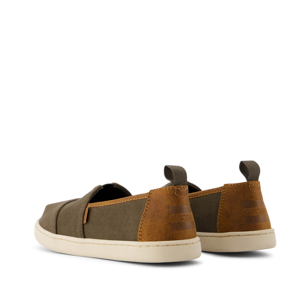 Youth Alpargata Olive Vintage Twill Kids Shoe Back View
