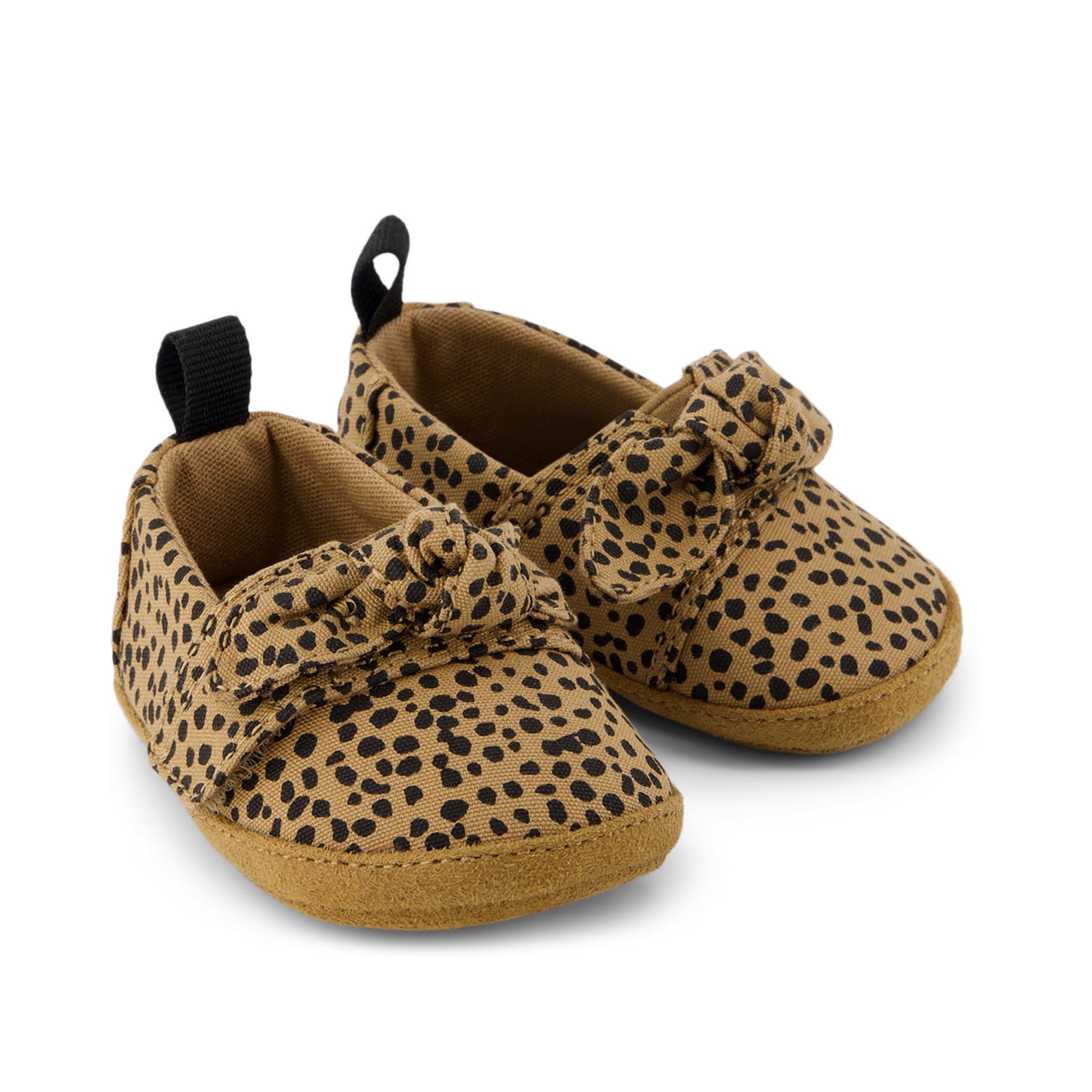 Layette Alpargata Brown Mini Cheetah Toddler Crib Shoe Front View