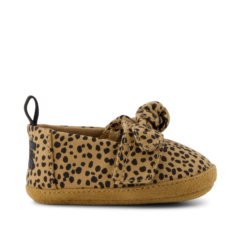 Layette Alpargata Brown Mini Cheetah Toddler Crib Shoe Side View