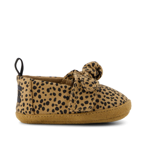 Layette Alpargata Brown Mini Cheetah Toddler Crib Shoe Side View