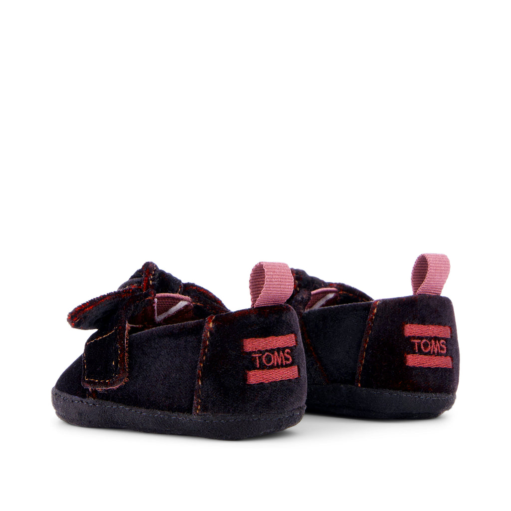 Layette Alpargata Crib Shoe - Dark Burgundy Velvet Back View