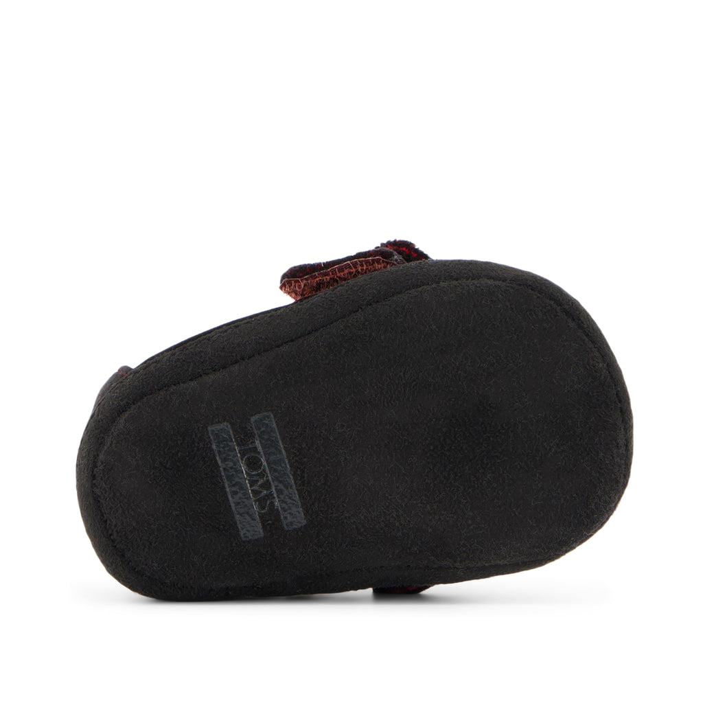 Layette Alpargata Crib Shoe - Dark Burgundy Velvet Bottom Sole View