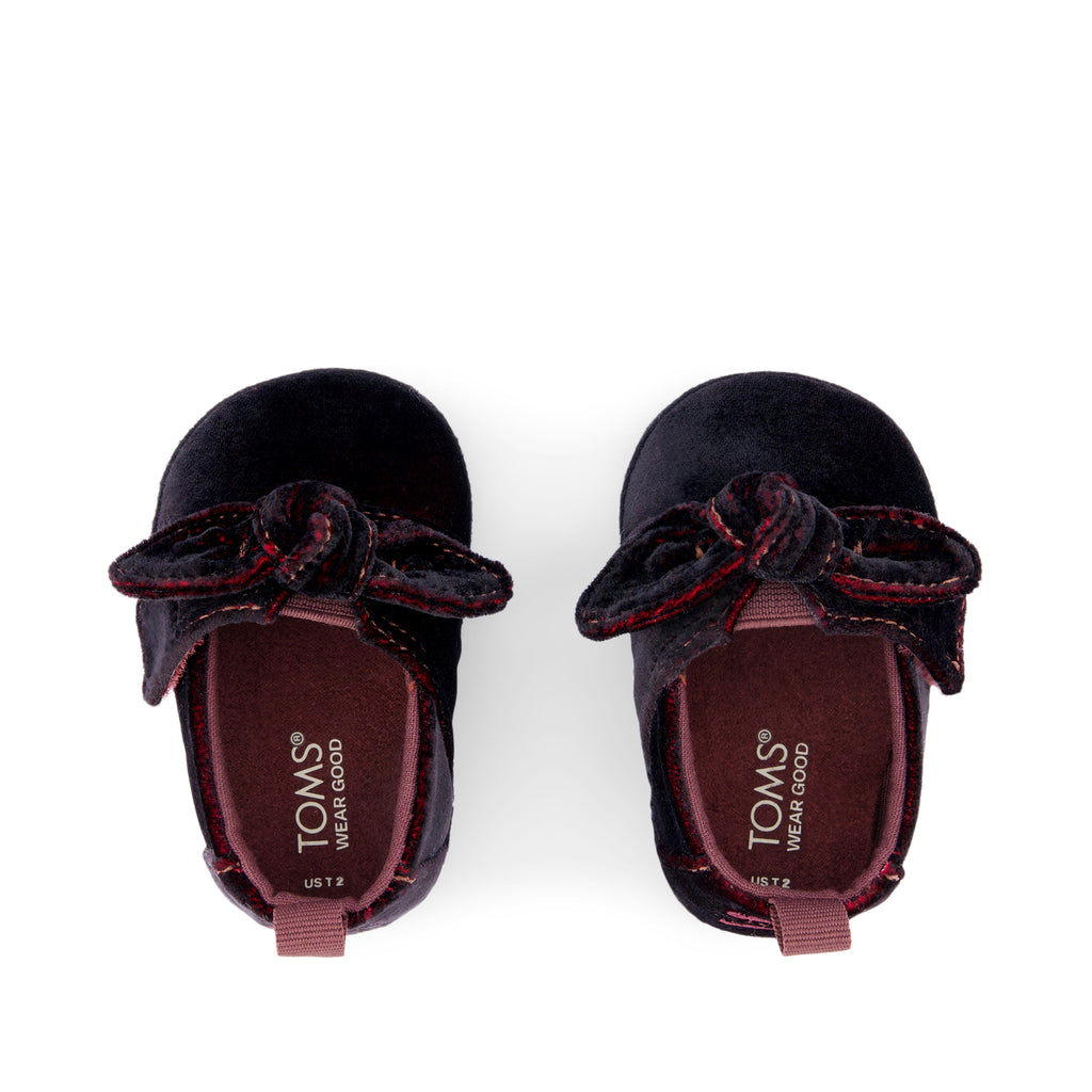 Layette Alpargata Crib Shoe - Dark Burgundy Velvet Top View
