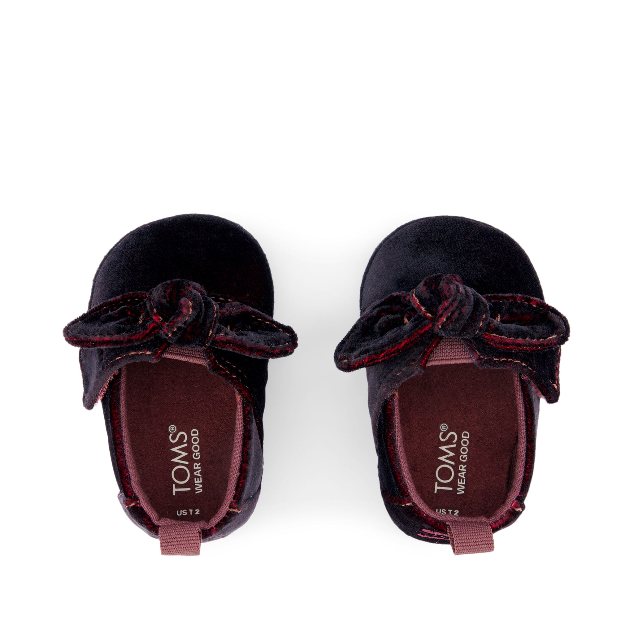 Layette Alpargata Crib Shoe - Dark Burgundy Velvet Top View