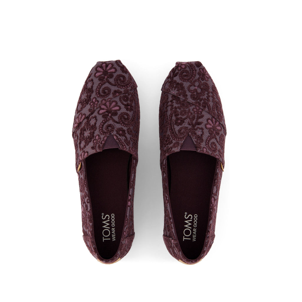 Alpargata Blackberry Floral Brocade Top View