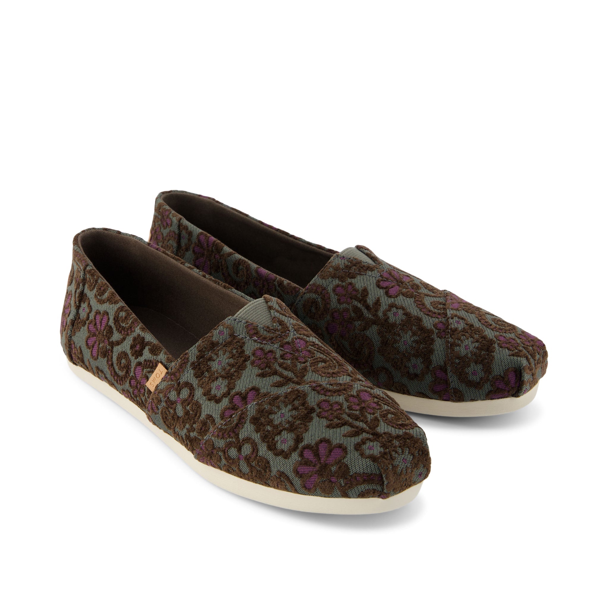 Alpargata Basil Green Floral Brocade Front View