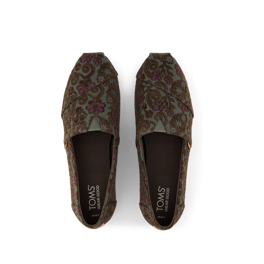 Alpargata Basil Green Floral Brocade Top View