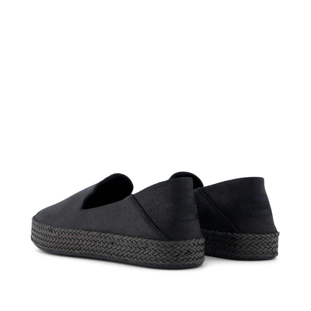 Carolina Black Metallic Suede Espadrille Back View